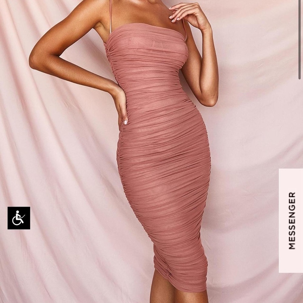 House of CB Pink Sirene Ruched Bodycon Dress